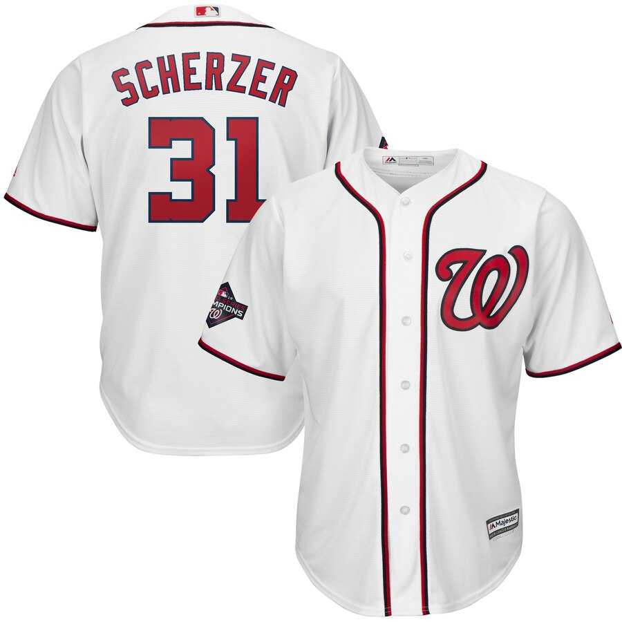 Nationals 31 Max Scherzer White 2019 World Series Champions Cool Base Jersey Dzhi,We sell and wholesale Nationals 31 Max Scherzer White 2019 World Series Champions Cool Base Jersey Dzhi on line form chian!